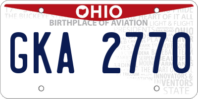 OH license plate GKA2770