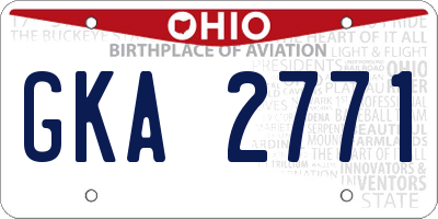 OH license plate GKA2771