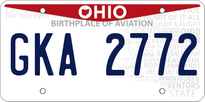 OH license plate GKA2772