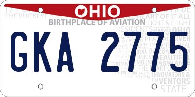 OH license plate GKA2775