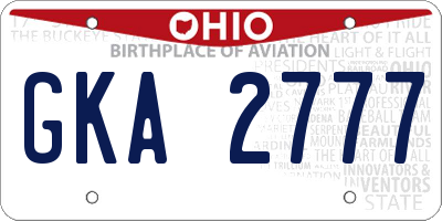 OH license plate GKA2777