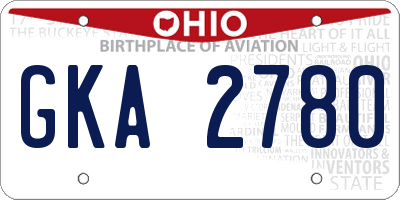 OH license plate GKA2780