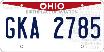OH license plate GKA2785