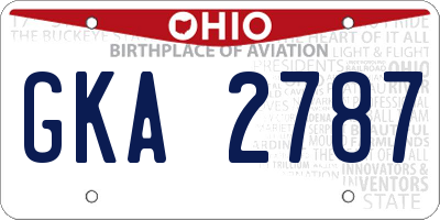 OH license plate GKA2787