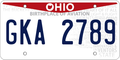 OH license plate GKA2789