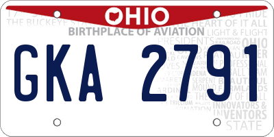 OH license plate GKA2791