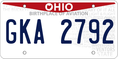 OH license plate GKA2792