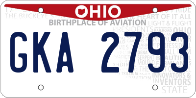 OH license plate GKA2793