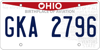 OH license plate GKA2796
