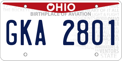 OH license plate GKA2801