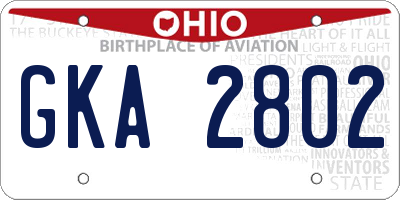 OH license plate GKA2802