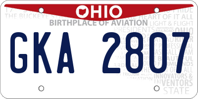 OH license plate GKA2807