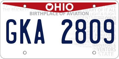 OH license plate GKA2809