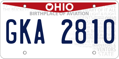 OH license plate GKA2810