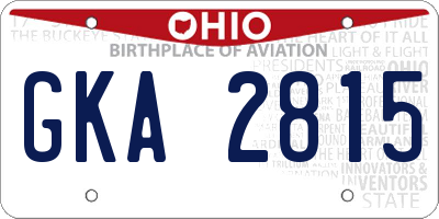 OH license plate GKA2815
