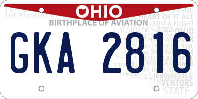 OH license plate GKA2816