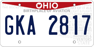 OH license plate GKA2817