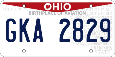 OH license plate GKA2829