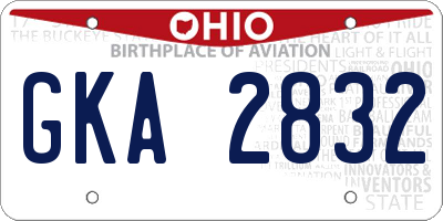 OH license plate GKA2832