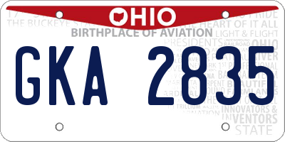 OH license plate GKA2835