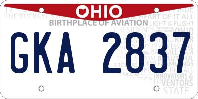 OH license plate GKA2837