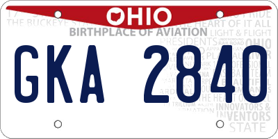 OH license plate GKA2840