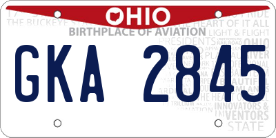 OH license plate GKA2845