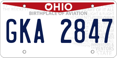 OH license plate GKA2847