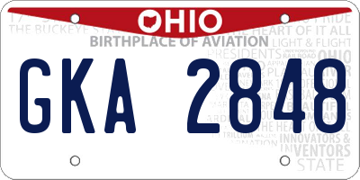 OH license plate GKA2848