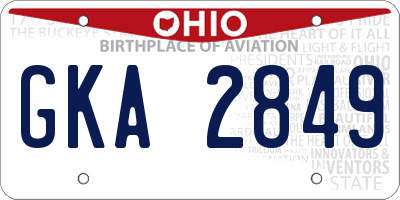 OH license plate GKA2849