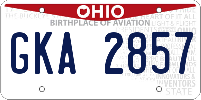 OH license plate GKA2857