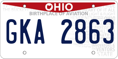OH license plate GKA2863
