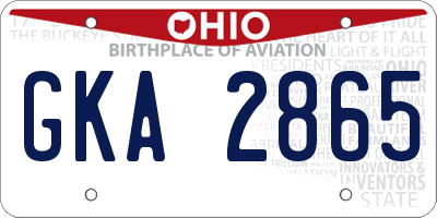 OH license plate GKA2865