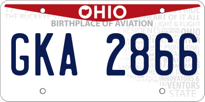 OH license plate GKA2866