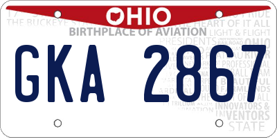 OH license plate GKA2867