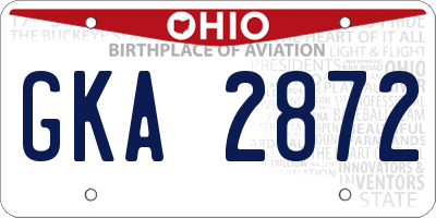 OH license plate GKA2872