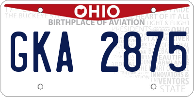 OH license plate GKA2875