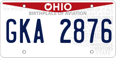 OH license plate GKA2876