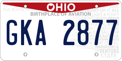 OH license plate GKA2877