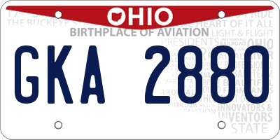 OH license plate GKA2880