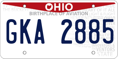 OH license plate GKA2885