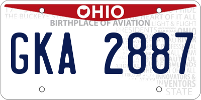 OH license plate GKA2887