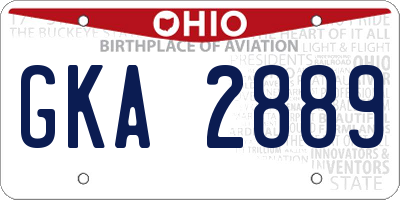 OH license plate GKA2889