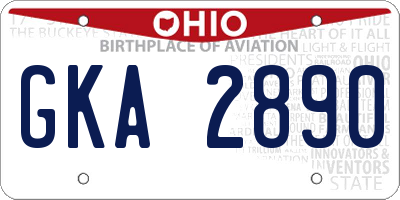 OH license plate GKA2890