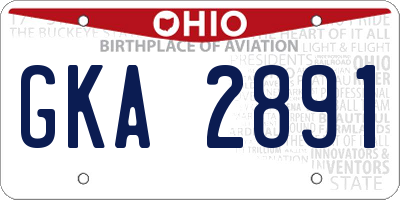 OH license plate GKA2891