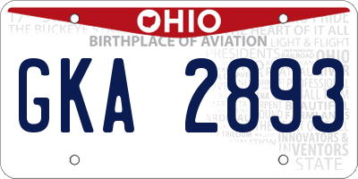 OH license plate GKA2893