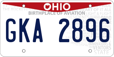OH license plate GKA2896