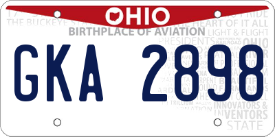 OH license plate GKA2898