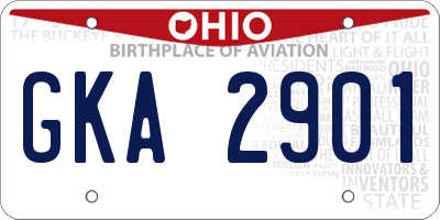 OH license plate GKA2901