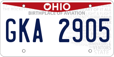 OH license plate GKA2905